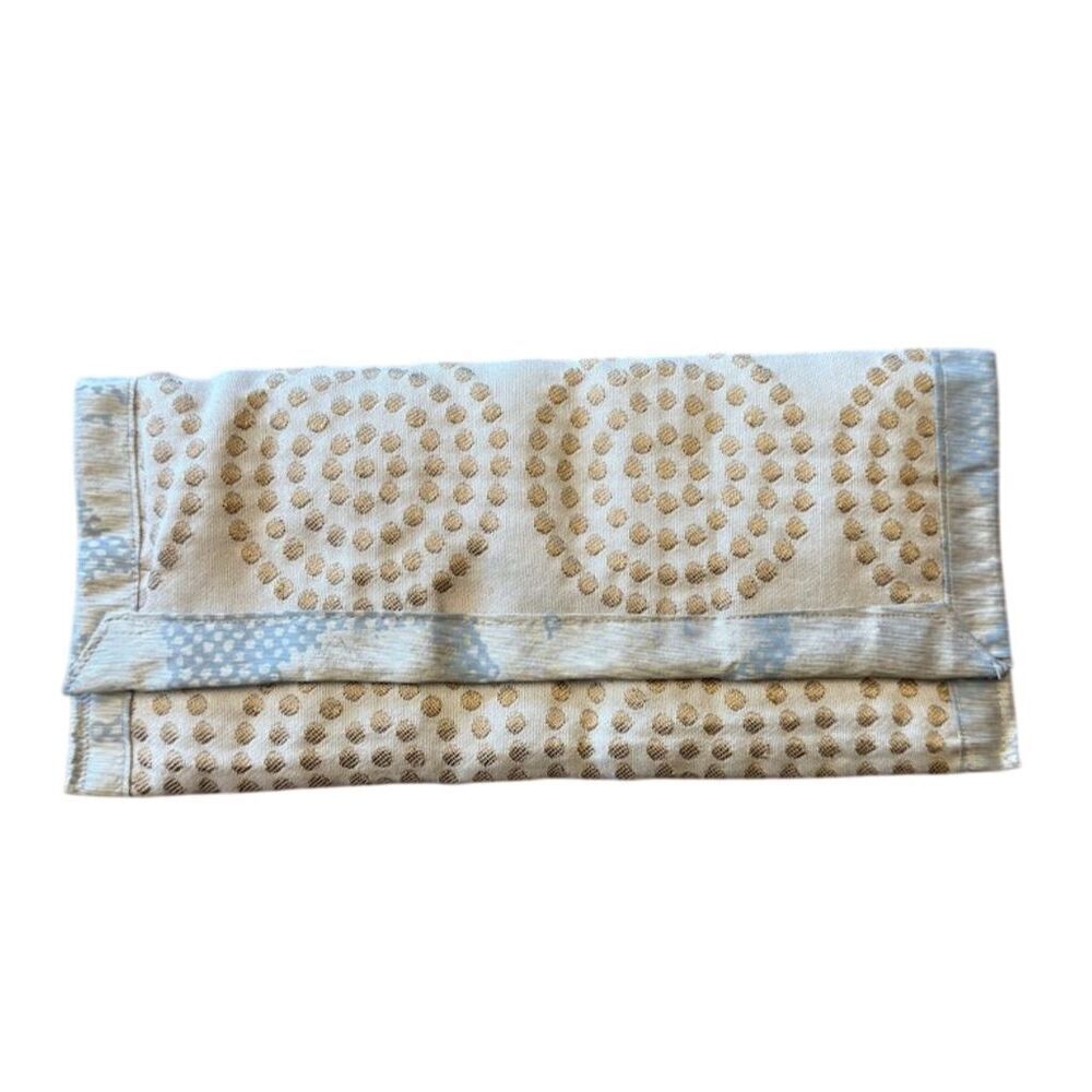 Peace of Thread Large Clutch Beige Blue USA Made
